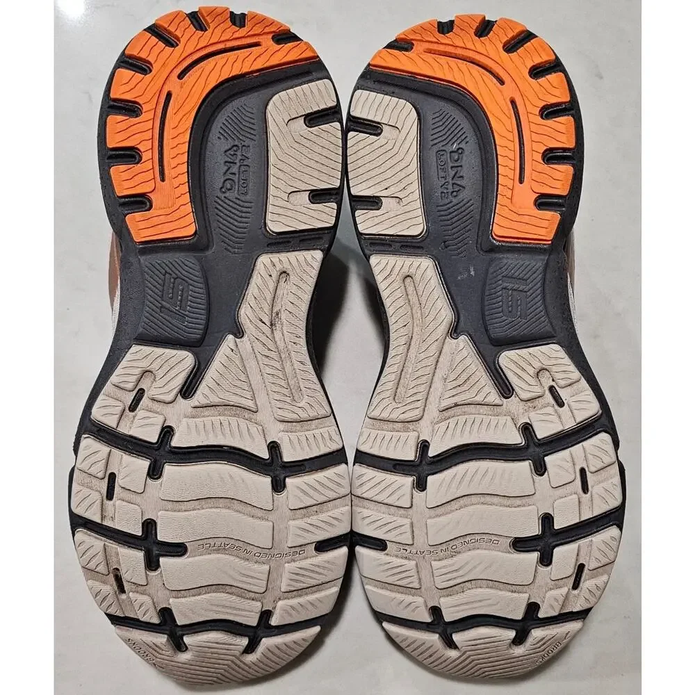 Brooks Ghost 15 Oyster Black Orange Men's Size 7 Running Shoes 1103931D141
